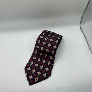 Brooks Brothers Tie 100% Silk‎ Red Blue Geometric Classic 3.75" Designer Necktie
